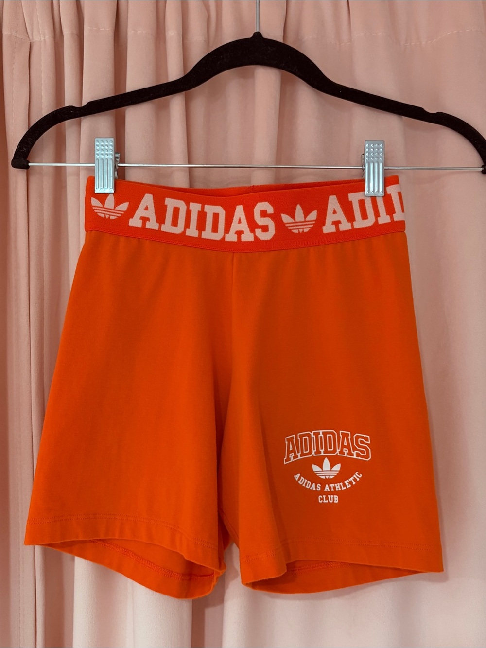 adidas Women's Orange Athletic Shorts with Logo Waistband